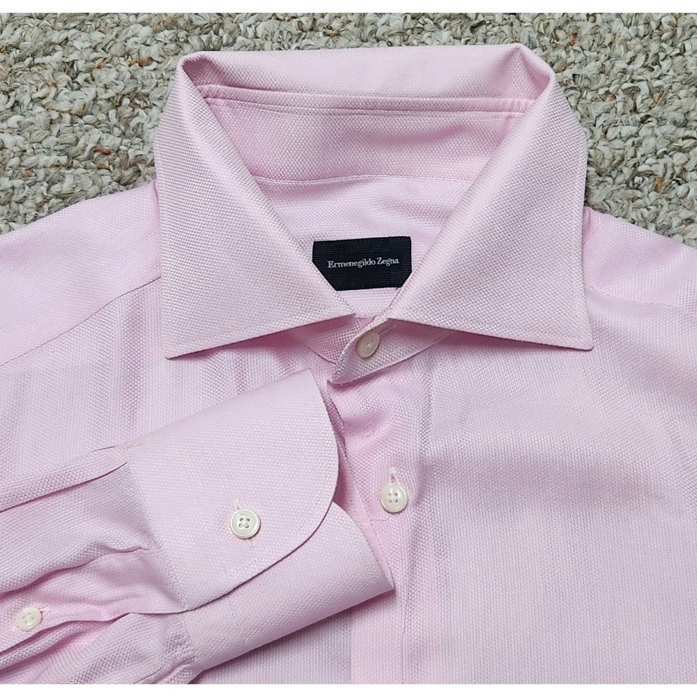 Ermenegildo Zegna Men's Pink Regular Fit Long Sleeve Dress Shirt 15.5/39 Turkey